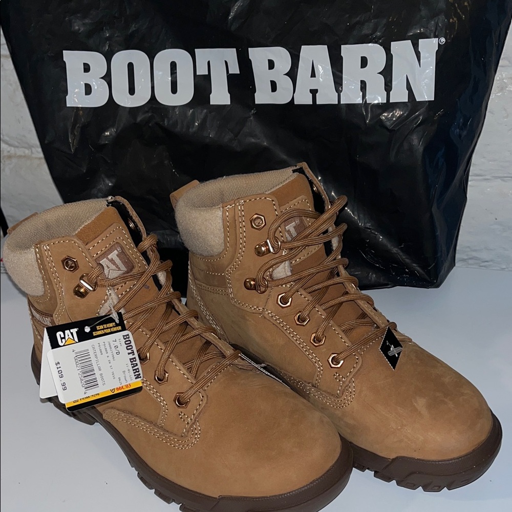 CAT Tan Steel Toe Boots Size 7